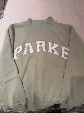Parker Sage Green Crewneck Sweatshirt with White Logo